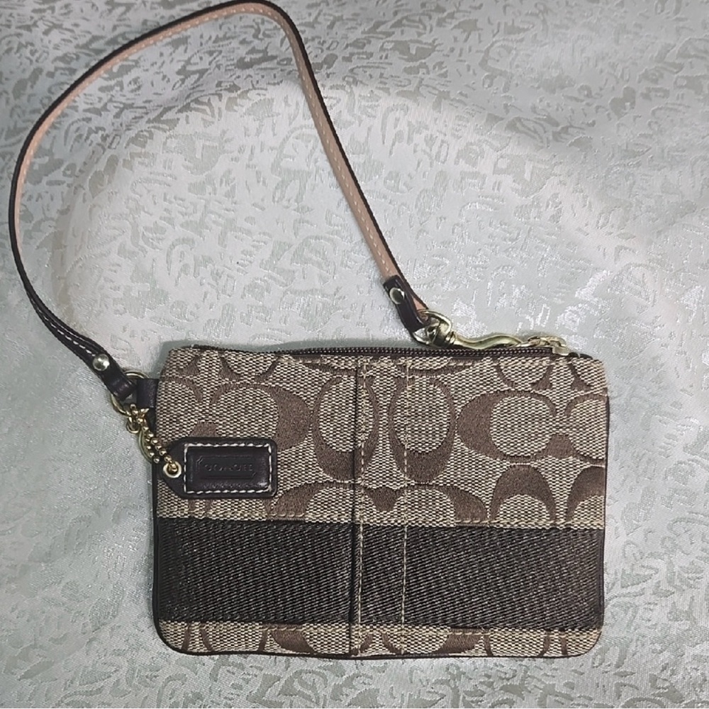 Coach Signature Brown Wristlet